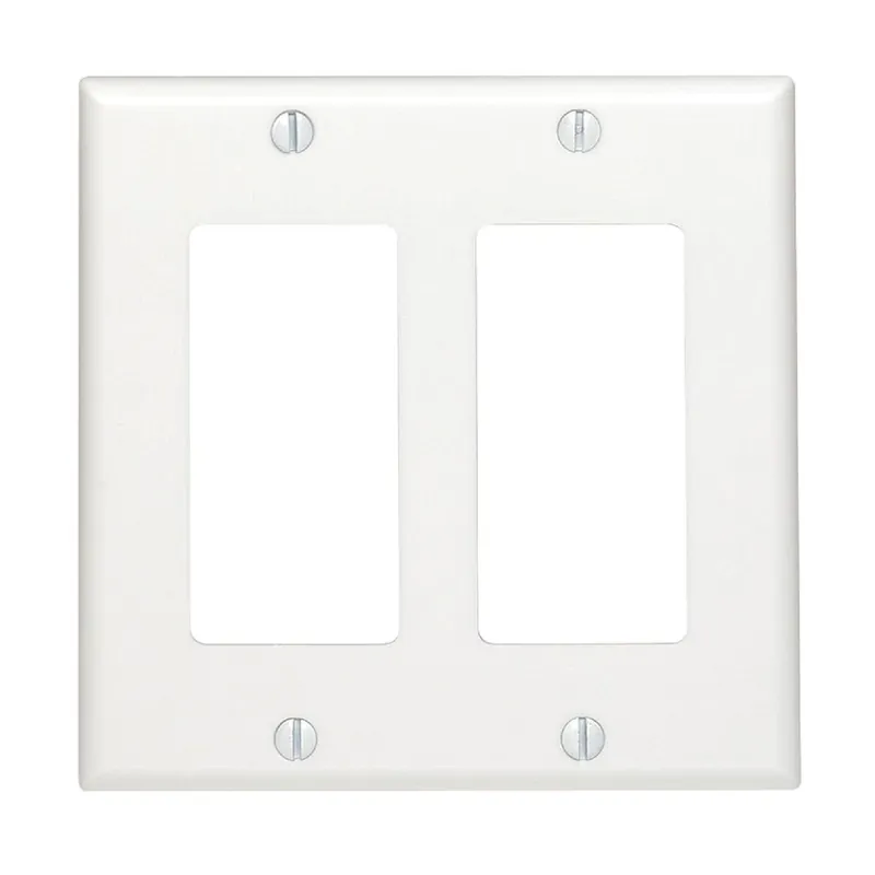 Leviton 005-80409-00W Decora 2-Gang Smooth Plastic Rocker Decorator Wall Plate