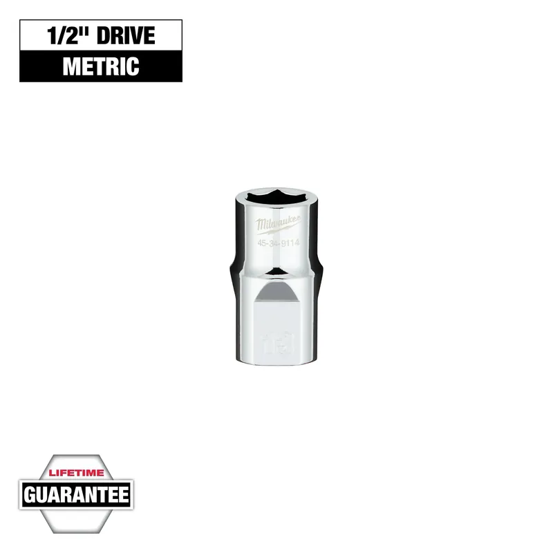 Milwaukee 45-34-9114 1/2 In. Drive 13Mm Metric 6-Point Socket With Four Flat Sides