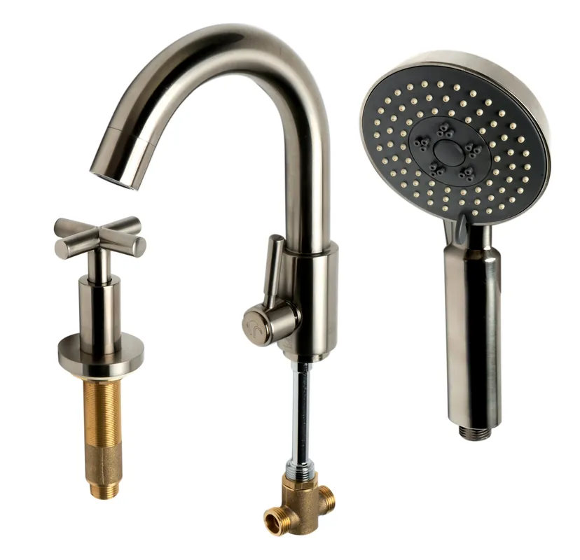 ALFI AB2503-BN Brand Deck Mounted Tub Filler with Hand Held Showerhead