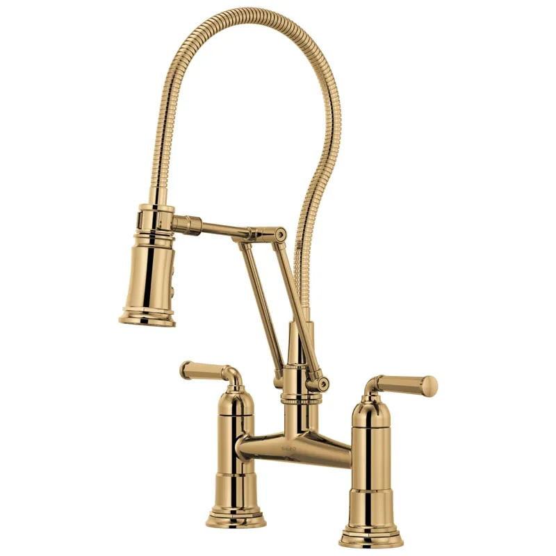 Brizo 62174LF-PG Rook Two Handle Bridge Pull Down Kitchen Faucet