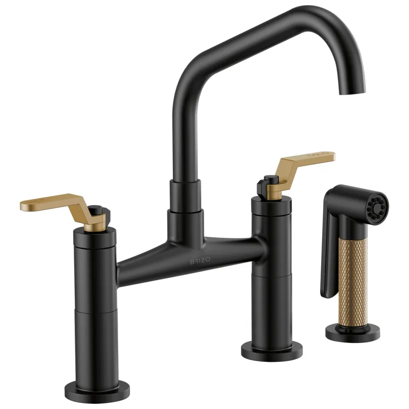 Brizo 62564LF-BLGL Litze Bridge Faucet with Angled Spout and Industrial Handle
