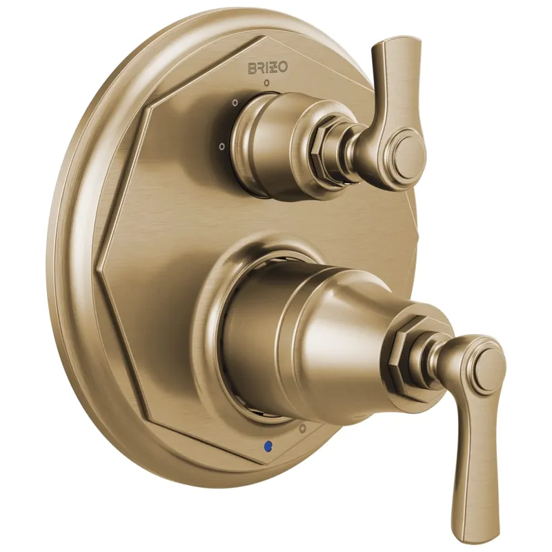 Brizo T75P560-GL Rook Two Handle Pressure Balancing Valve Trim in Luxe Gold