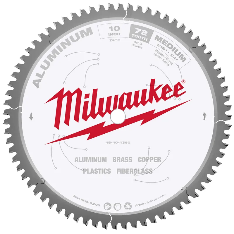 Milwaukee 48-40-4360 10 Inches Aluminum Cutting Circular Saw Blade