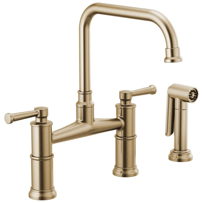 Brizo 62525LF-GL Artesso Two Handle Bridge Kitchen Faucet with Side Spray