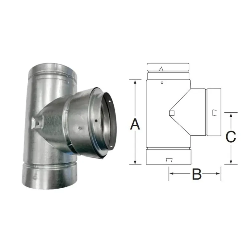 M&G Duravent 6BVTR4 B-Vent Reducing Tee 6 inches x 6 inches x 3 inches