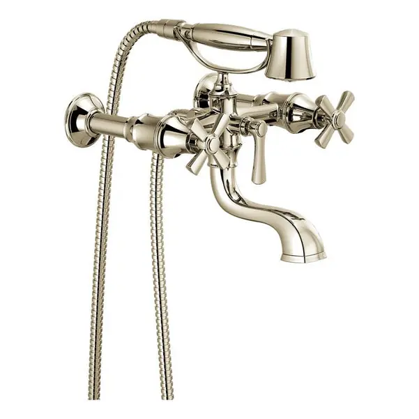 Brizo T70361-PN Rook Two Cross Handle Floor Mount Filler in Polished Nickel Trim Only
