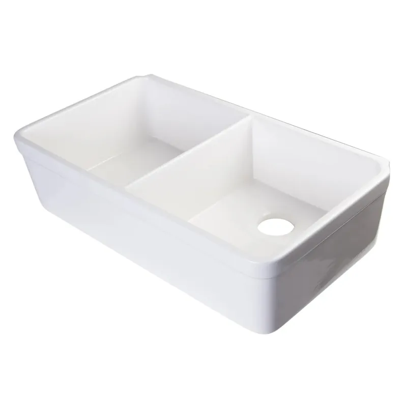ALFI AB512-W Double Bowl Fireclay Kitchen Sink 32 inches
