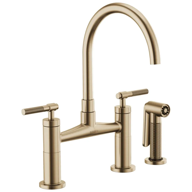 Brizo 62543LF-GL Litze Two Handle Bridge Kitchen Faucet with Side Spray