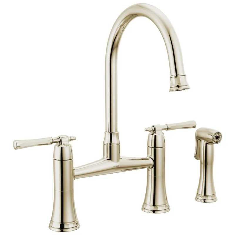 Brizo 62558LF-PN Kitchen Faucet Tulham 8 Inch Spread 2 Lever ADA Brilliance Polished Nickel