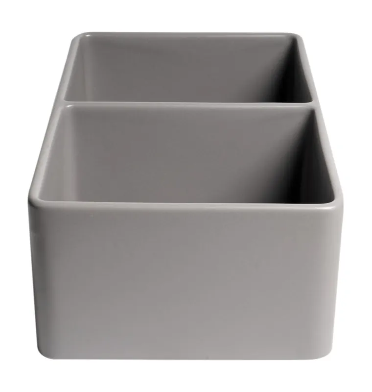 ALFI ABF3318D-BM Smooth Apron 33 inches x 18 inches Double Bowl Fireclay Farm Sink