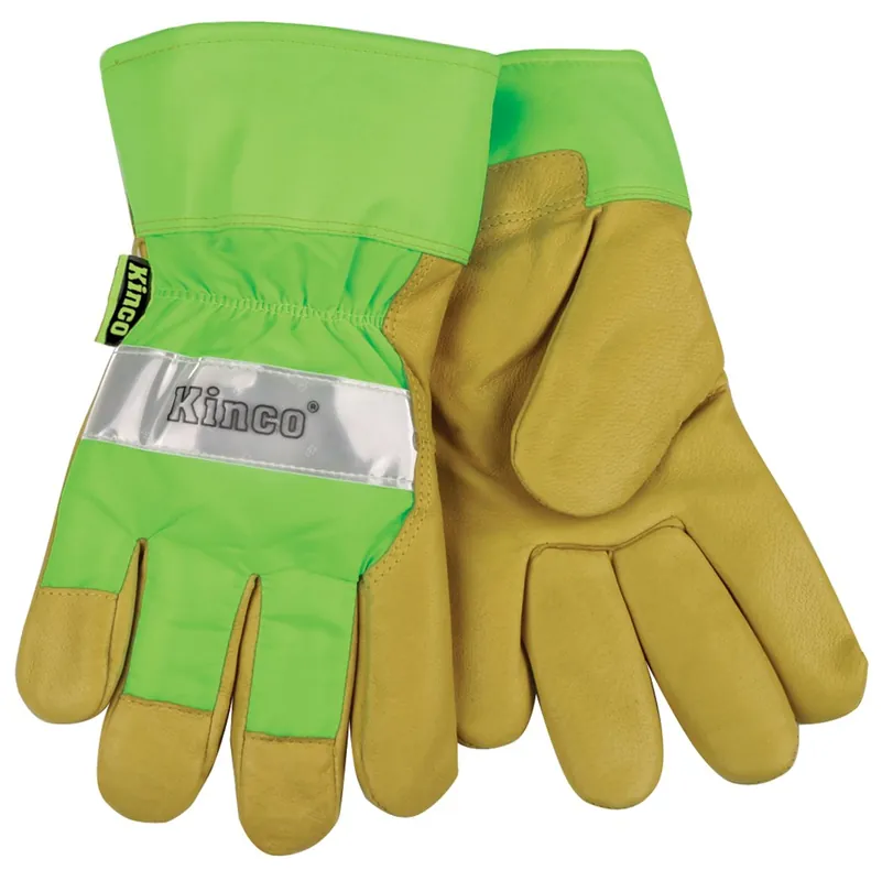KINCO 1939-XL Men's High Visibility Lined Pigskin Safety Cuff Gloves X-Large