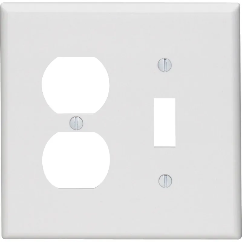 Leviton 003-80505-00W Mid-Way 2-Gang Thermoset Single Toggle/Duplex Outlet Wall Plate