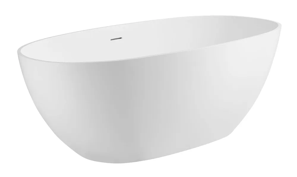 ALFI AB9975 White Oval Solid Surface Resin Soaking Bathtub