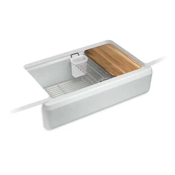 KOHLER 24564-95 Riverby Farm House Workstation Kitchen Sink 35-11/16 in L x 20-7/8 in W x 9-13/16 in H