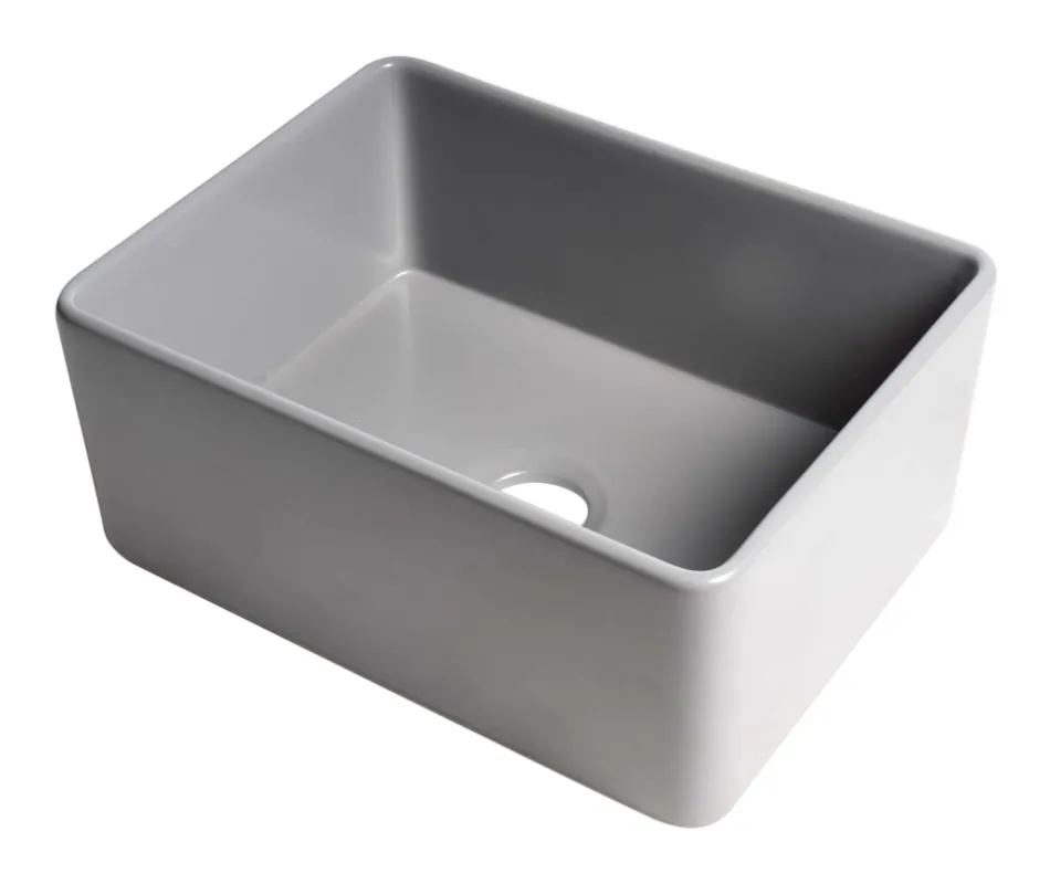 ALFI ABF2418-GM Gray Matte Smooth Apron 24-in x 18-in Single Bowl Fireclay Farm Sink