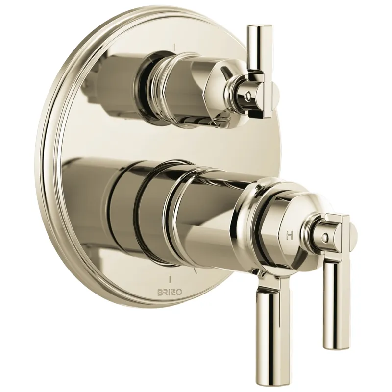Brizo T75576-PN Invari Three Handle Thermostatic Valve Trim with Diverter