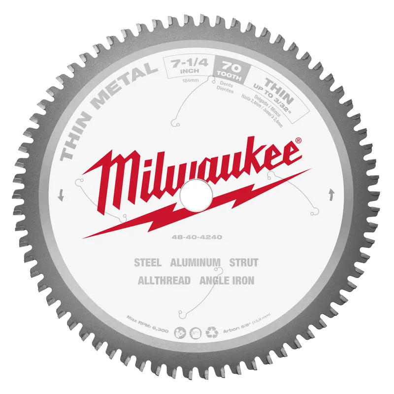 Milwaukee 48-40-4240 Metal Cutting Circular Saw Blade 7-1/4 Inches 70 ATB Teeth