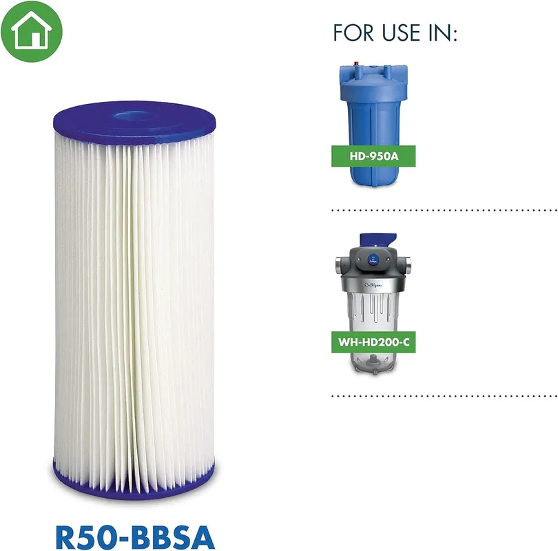 CULLIGAN R50-BBSA Whole House Pleated Washable Sediment Filter 5 Micro 10 inches x 4.5 inches