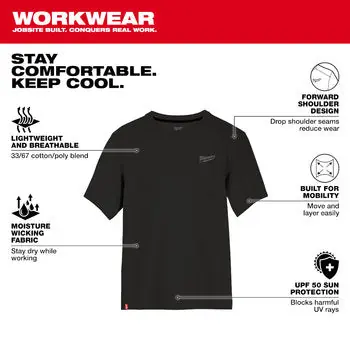 Milwaukee 603B-L Men's Large Hybrid Work T-Shirt