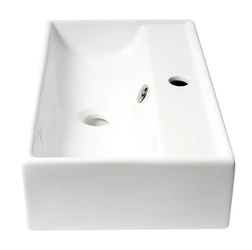 ALFI ABC122 Rectangular Wall Mounted Ceramic Sink with Faucet Hole 22 inches