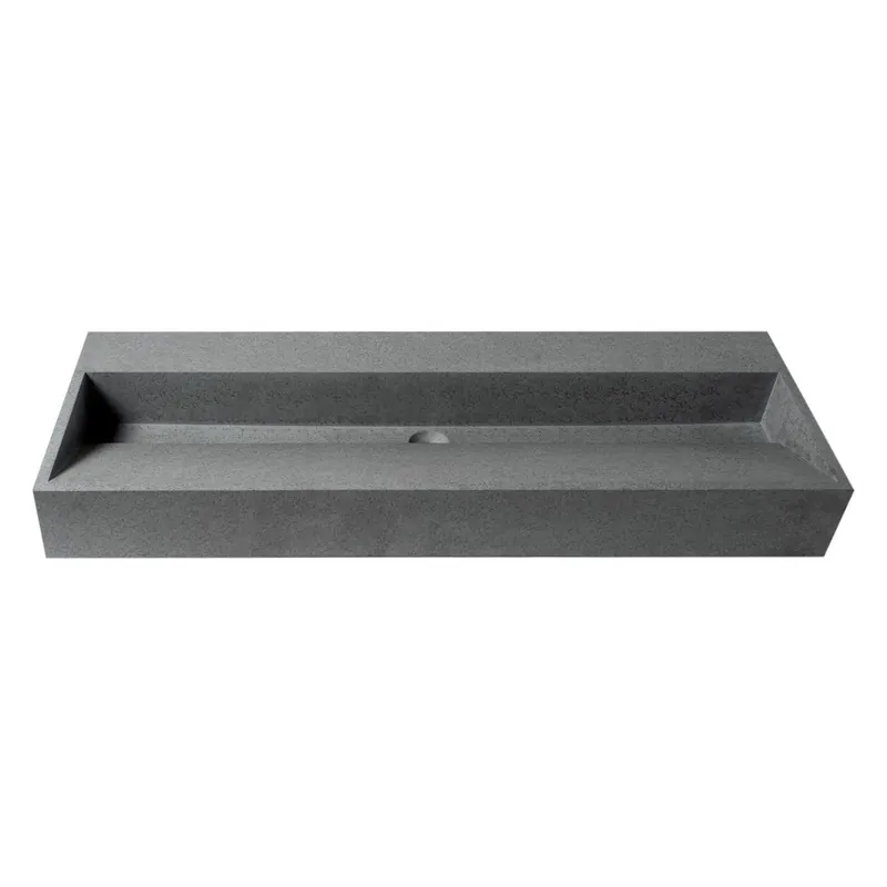 ALFI ABCO48TR Rectangular Concrete Semi-Recessed Bathroom Ramp Sink