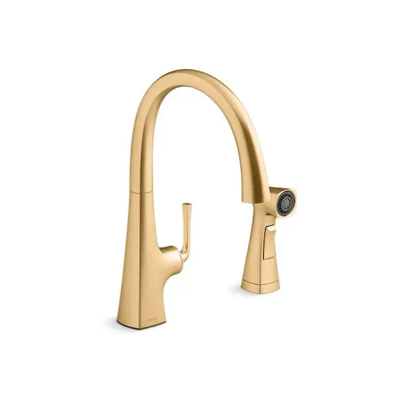 KOHLER 22064-2MB Graze Single Handle Pull Down Kitchen Faucet with Side Spray