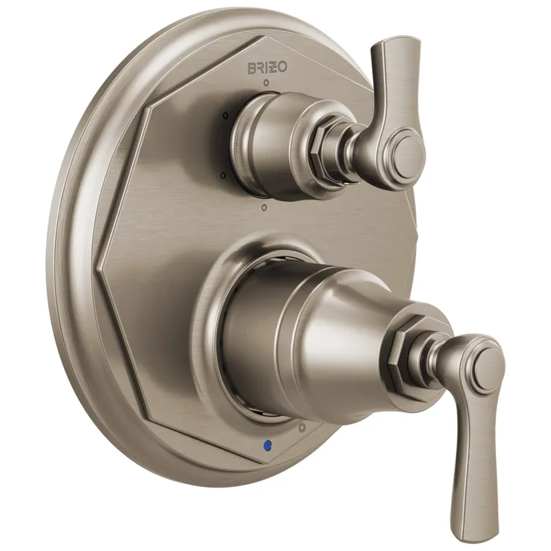 Brizo T75P660-NK Rook Two Handle Pressure Balancing Valve Trim in Luxe Nickel