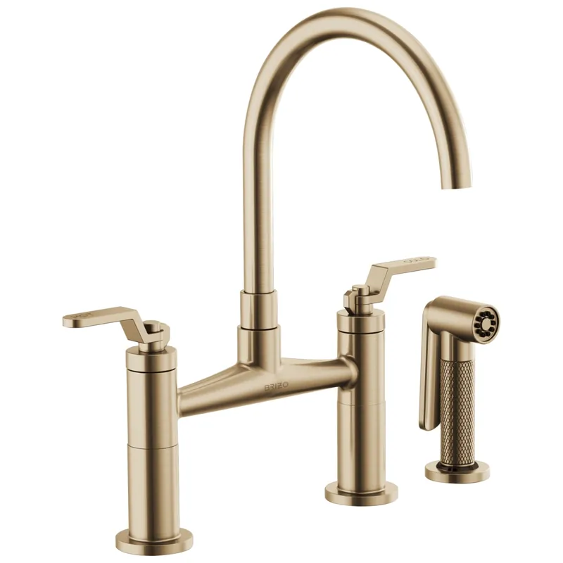 Brizo 62544LF-GL Litze Two Handle Bridge Kitchen Faucet with Side Spray