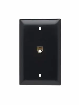 On Q Solutions TPTE1BK 1-Gang Pre-configured Wall Plate with One RJ11 Telephone Jack Black