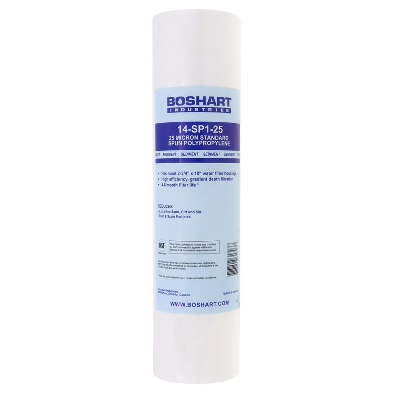 Boshart 14-SP1-25 25 Micron 10 inches Standard Spun Poly Sediment Cartridge