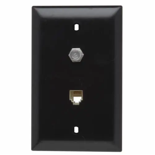 On Q Solutions TPTELTV On-Q 1-Gang 1-F-Coaxial Connector 1-RJ11 Modular Jack