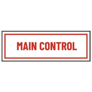 Fire Protection 02-082 6 x 2 Main Control Id Sign