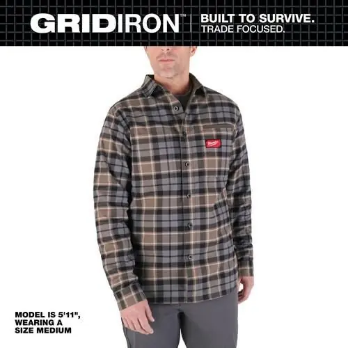 Milwaukee M551G-LD Gridiron Flannel Shirt Gray
