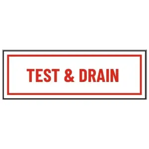 Fire Protection 02-120 6 x 2 Test and Drain Id Sign