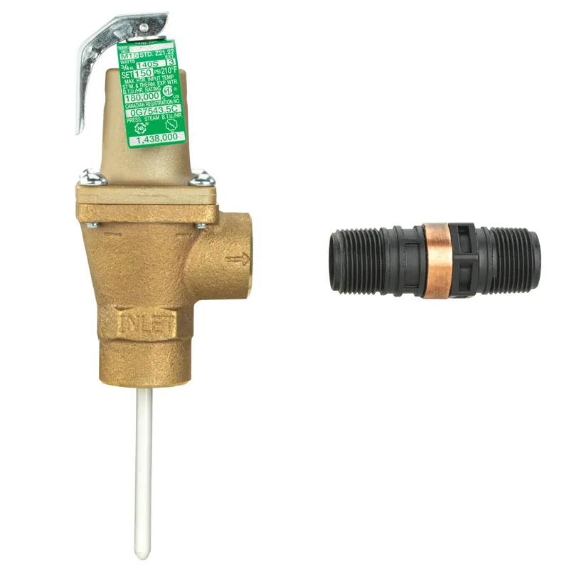 Watts F121448 3/4 IN LF140S-3 Lead Free Automatic Reseating Temperature and Pressure Relief Valve, 125 psi, 210 F, 3 IN Coated Thermostat