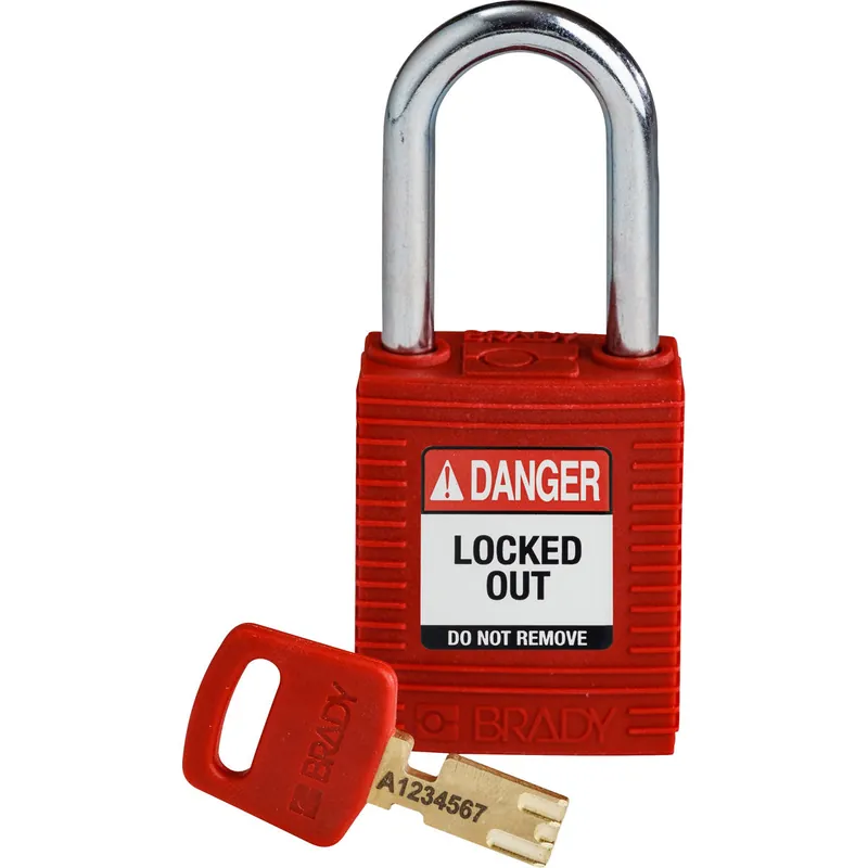Brady NYL-RED-38ST-KD Nylon Padlock 1.5 inches Steel Shackle KD