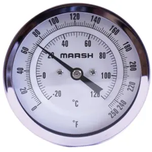 Marsh Bellofram L31104 Bi-Metal Thermometer 0-200F 2-1/2 Back Stem