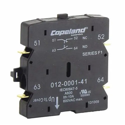Emerson 912-0001-41 Auxiliary Switch, 1 No/1 Nc Contacts for 90 Amp