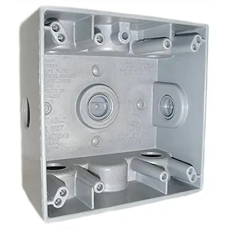 Mulberry Metal Products 30239 Royal Mountie Weatherproof Box With Detachable Lug, Die Cast Aluminum, 30.5 cu-in, 2 Gangs, 4 Outlets