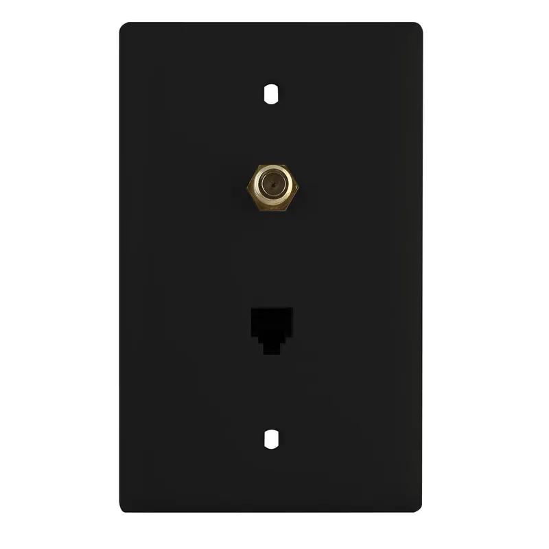 On Q Solutions TPTELTVBK 1-Gang Pre-configured Wall Plate with One RJ11 Telephone Jack and One F-Type Coupler