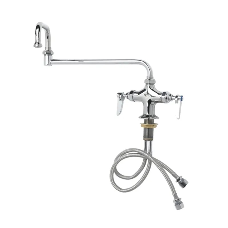 T&S Brass B-0250 Double Pantry Faucet Single Hole Base 4-Inch Spreader