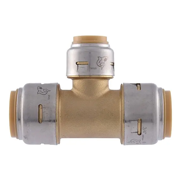 SharkBite UR412 3/4 X 3/4 X 1/2 Push-Fit SharkBite Brass Reducing Tee