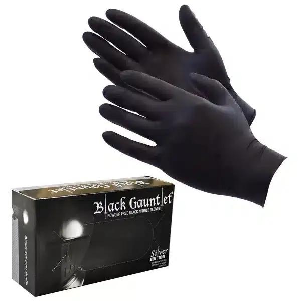Shubee D SB NGB PF L SHUBEE BLACK GAUNTLET NITRILE GLOVE L (100/BOX)