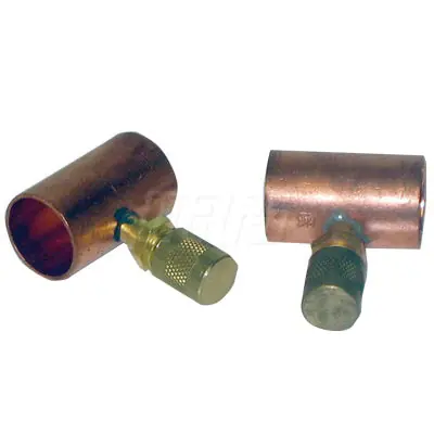 MARS 65453 654 Series Valve Tee With Service Valve, Male Flared, 7/8 in, Brass/Copper