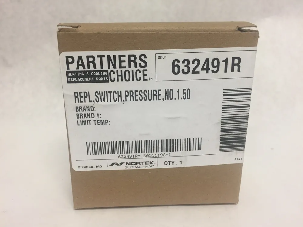 Nordyne 632491R Pressure Switch -1.50 Inch WC SPST REPLACEMENT 632491R