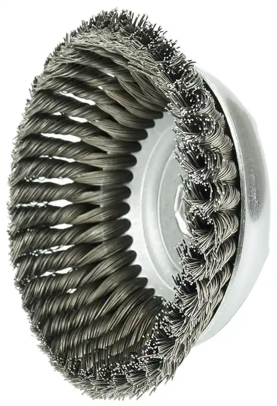Weiler 36245 Wolverine 6 inches Knot Wire Cup Brush, .025 inches Steel Fill, 5/8 inches-11 UNC Nut