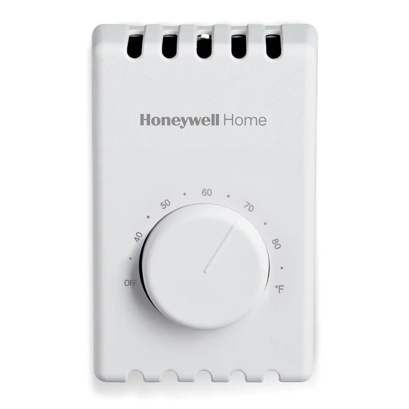Honeywell Residential T410B1004 120/208/240/277V Four Wire Premier White DPST Bimetal Electric Heat Thermostat With Positive Off 40-