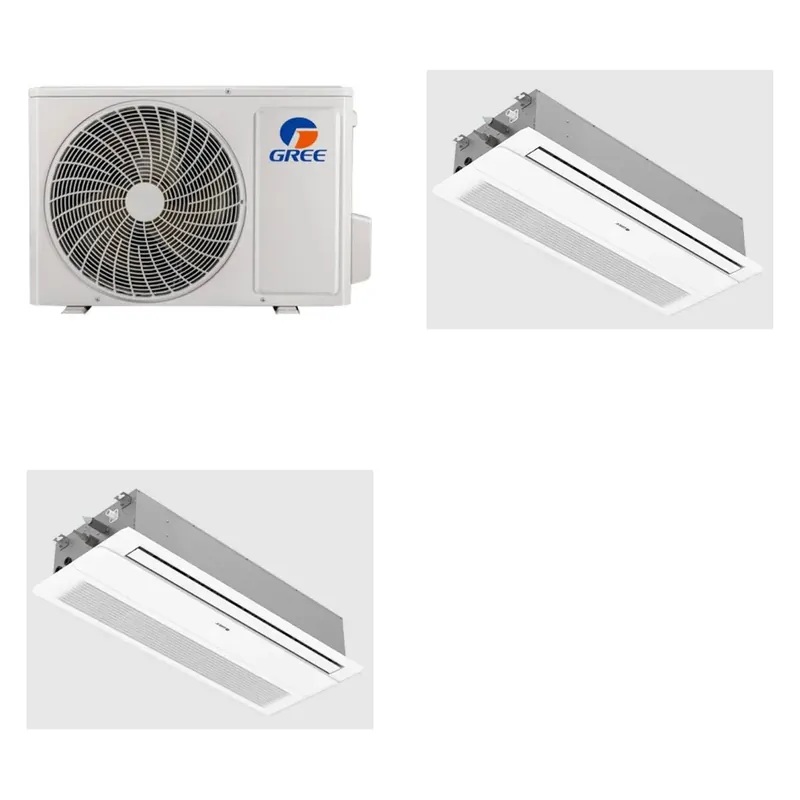 GREE Single-Zone SAP09HP230V1R-32AO+OWC09HP230V1R-32AH+GREETD01 - 9K BTU Ceiling Cassette Heat Pump System - R-32