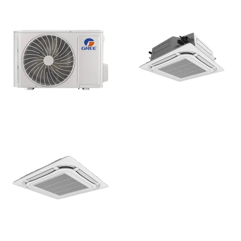 GREE Single-Zone VIR24HP230V1R-32AO+CAS24HP230V1R-32AH+GREETF06 - 24K BTU Ceiling Cassette Heat Pump System- R-32