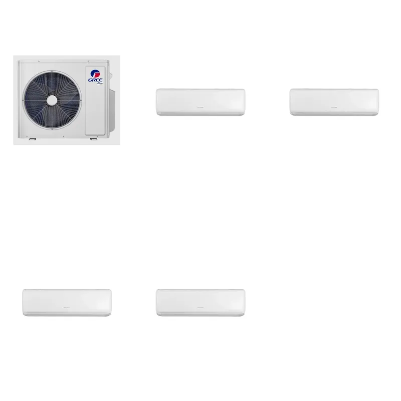 GREE Vireo 42000 BTU R-32 21 SEER2 4-Zone Ductless Mini Split Heat Pump System - 9K+18K+18K+18K